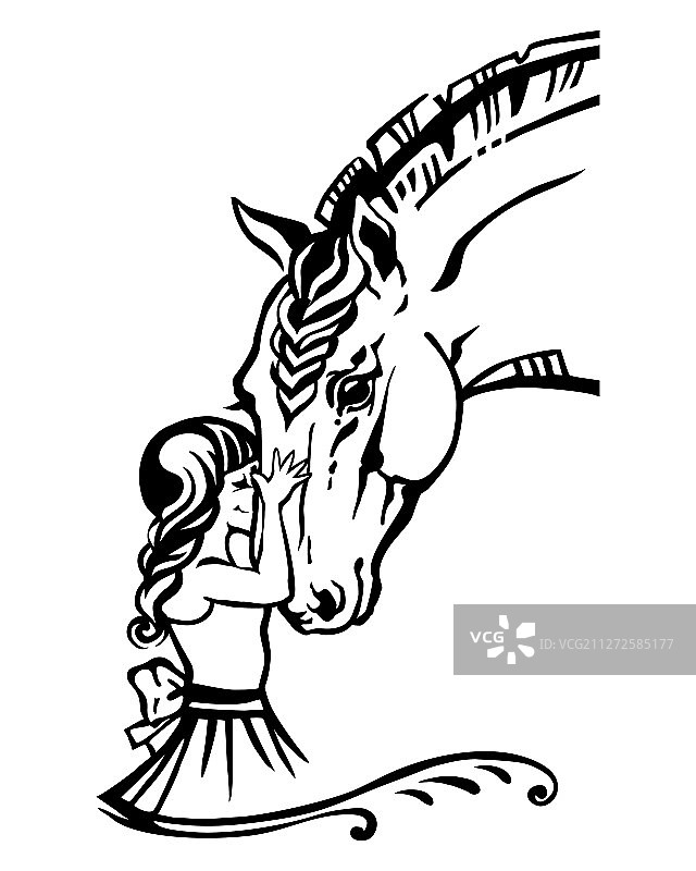 女孩和马图片素材