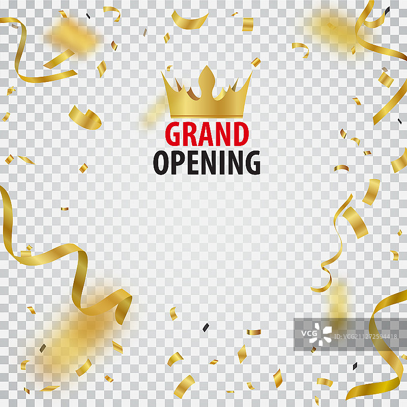 金色丝带盛大开业贺卡设计图片素材