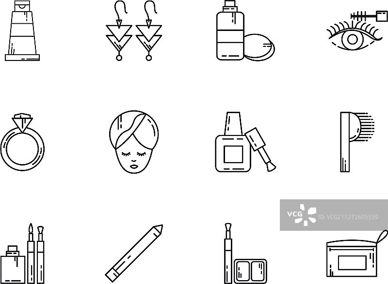 彩妆化妆品首饰女性用品图标合集图片素材