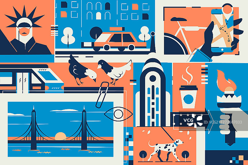 城市地标相框纽约明信片图片素材