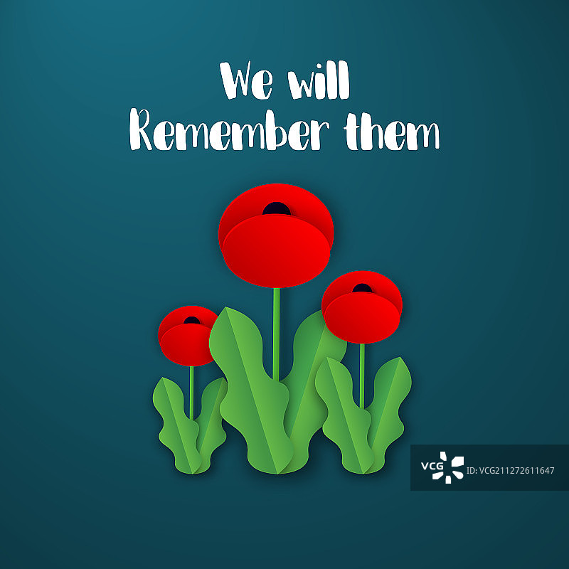 阵亡将士纪念日罂粟花邀请卡图片素材