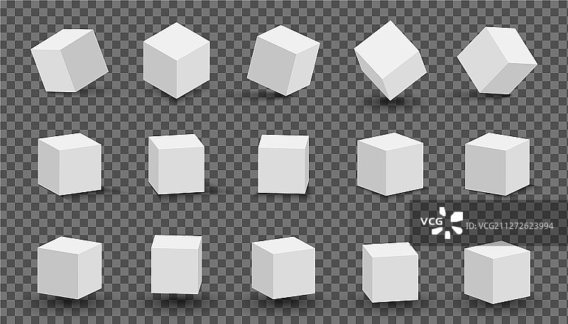 白色立方体3D抽象盒子阴影图片素材