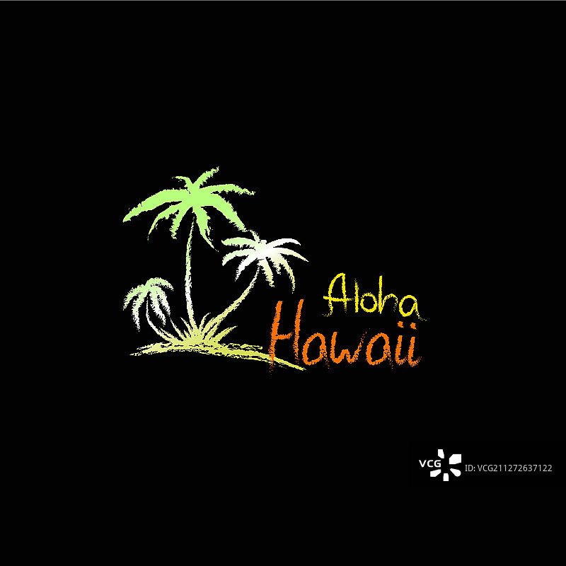 夏威夷风情T恤印花手绘图案图片素材