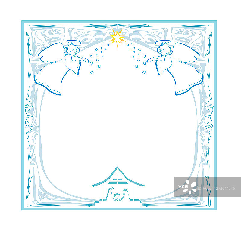 装饰背景与天使和伯利恒图片素材