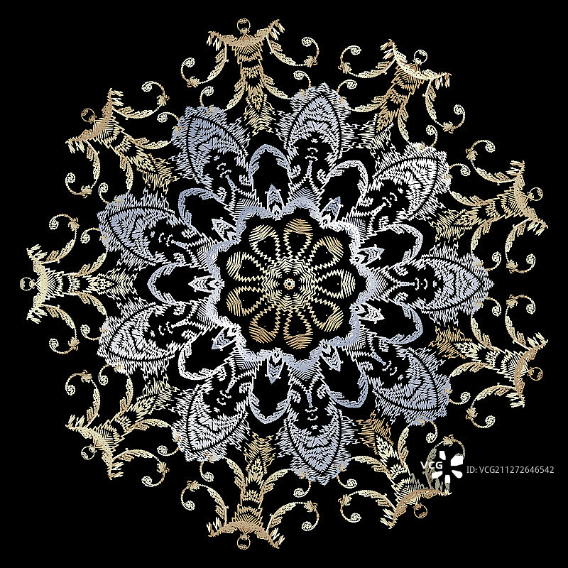 金色巴洛克风格的曼陀罗挂毯图案图片素材