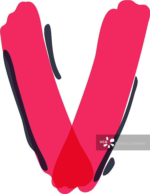 毡尖笔手写V字母标志图片素材