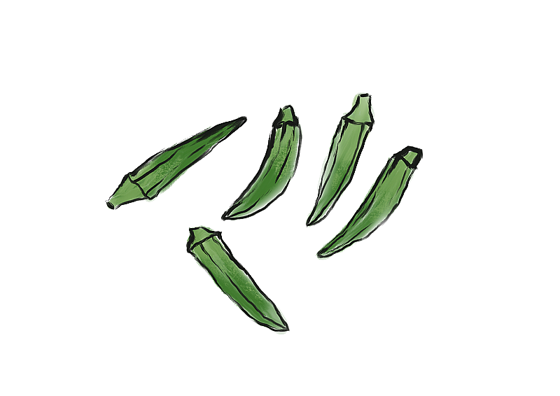 秋葵的手绘蔬菜插画元素图片素材