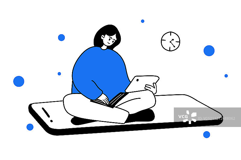 远程教育学生上网课插画图片素材