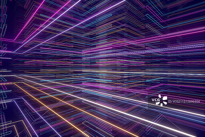 3D抽象荧光科技线图片素材