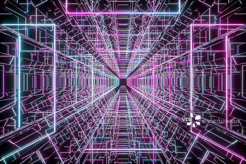 3D抽象荧光科技线图片素材