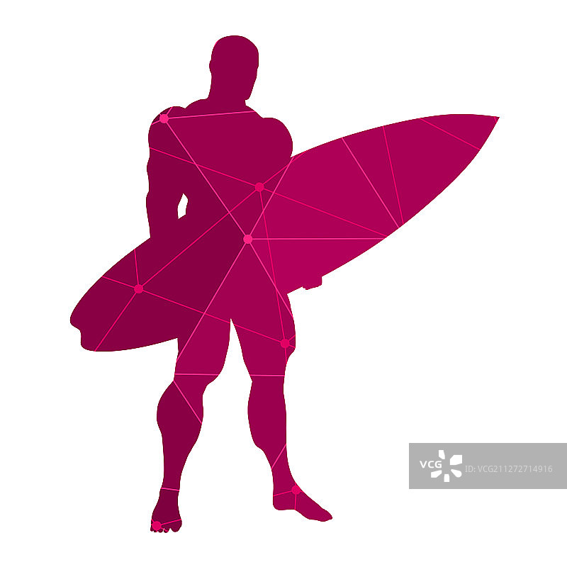 男人与冲浪板合影图片素材