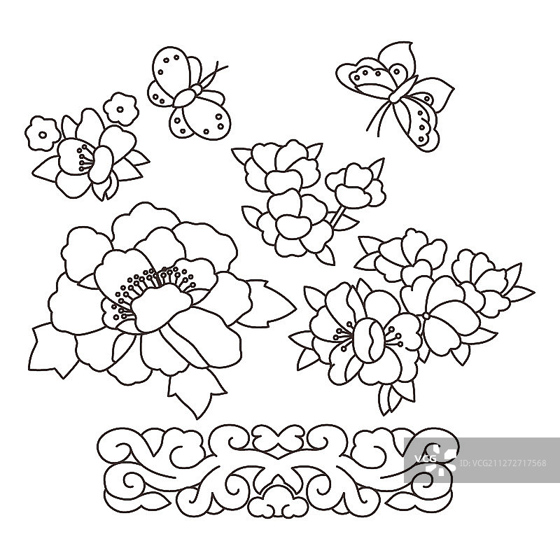 韩国传统图案、装饰和亚洲设计风格符号024图片素材