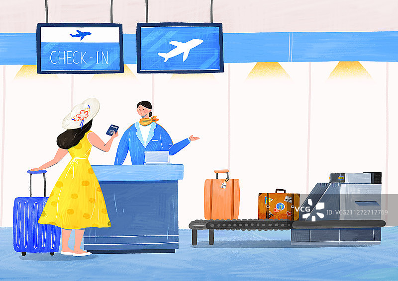 航空旅行概念飞机客运服务插画005图片素材