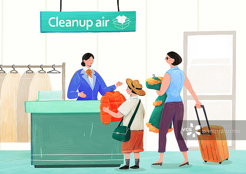 航空旅行概念的飞机乘客服务插画013图片素材