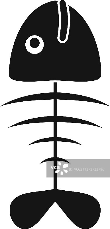 鱼头骨图标简约风格图片素材
