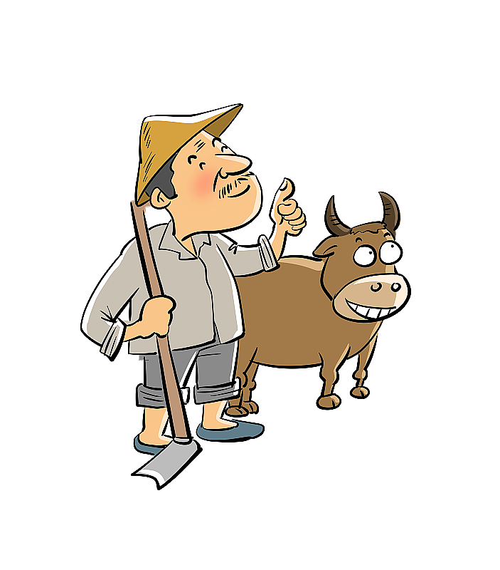 老农和耕牛图片素材