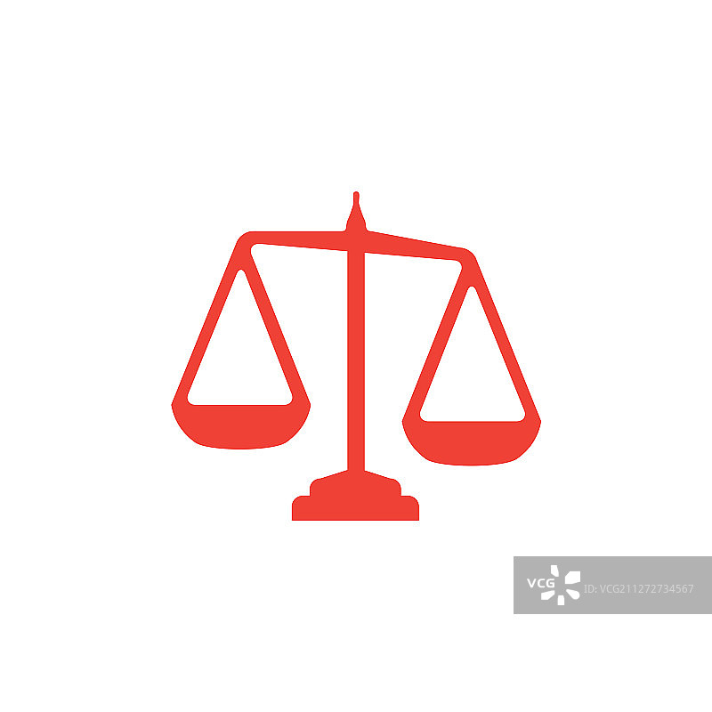 白色背景上的红色正义天平图标图片素材
