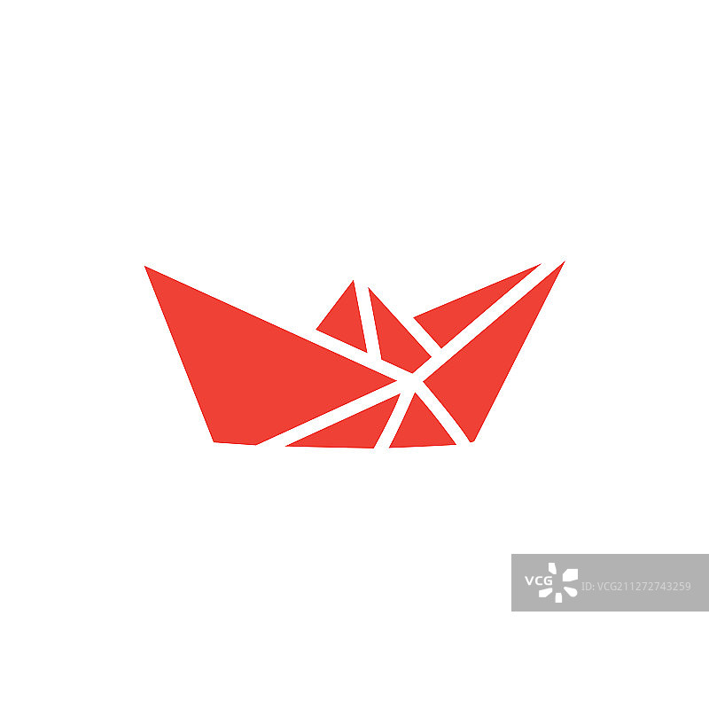 白色背景上的红色纸船图标图片素材