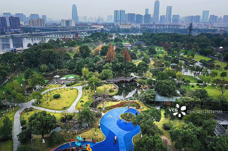 城市公园+浙江省宁波市江北区日湖公园图片素材