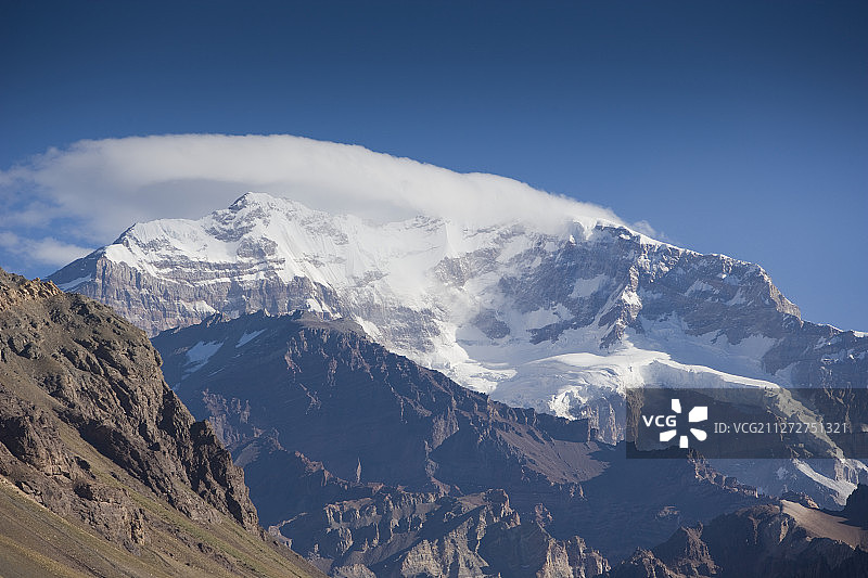 阿根廷安第斯山脉的阿空加瓜山图片素材