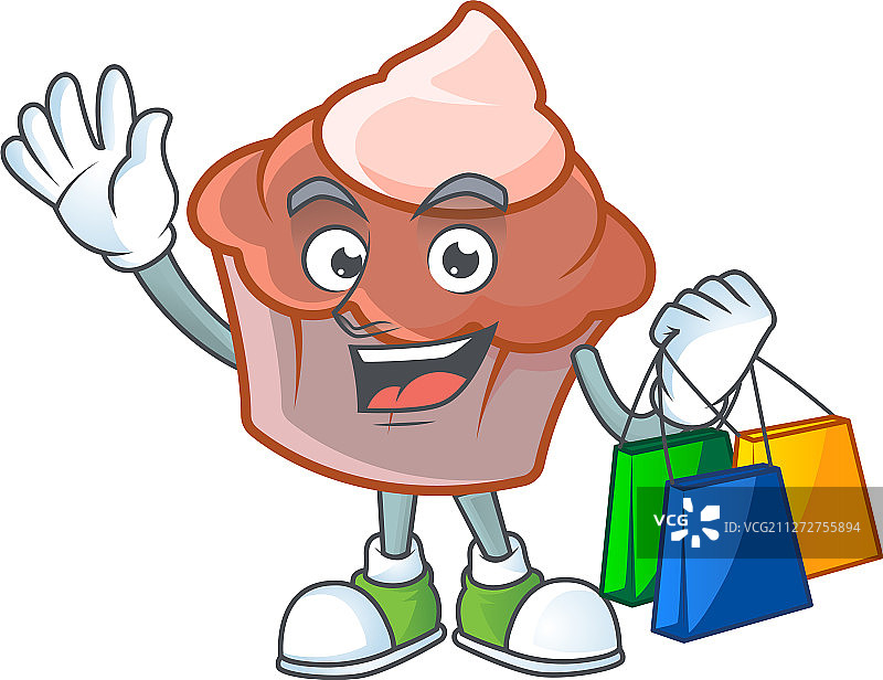 奶油甜面包与购物吉祥物形象图片素材