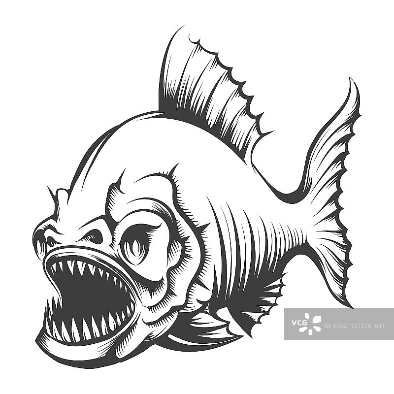 食人鱼雕刻图片素材