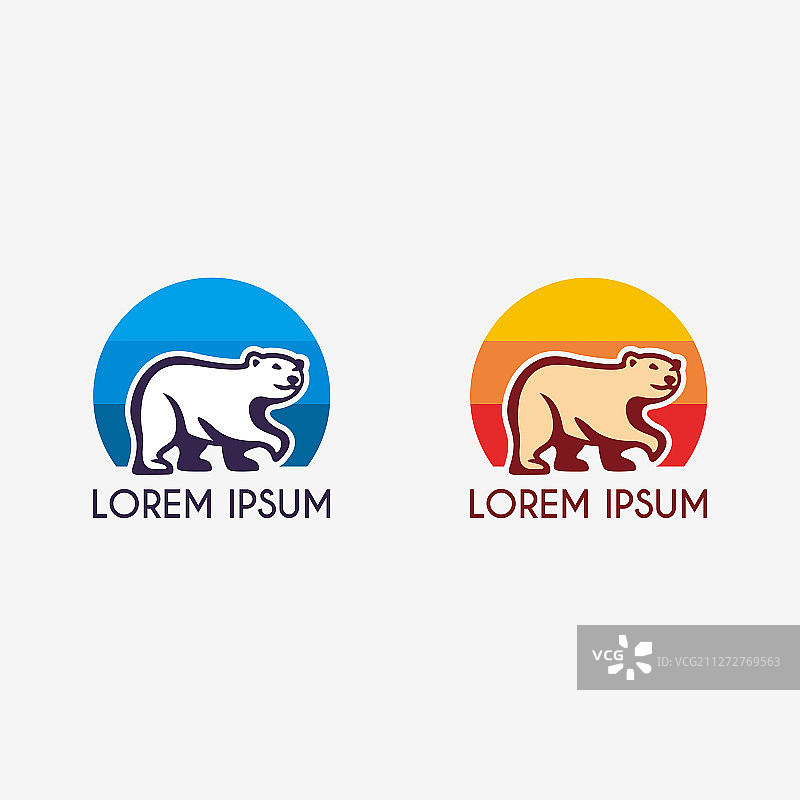 冰面日落北极熊微笑logo图片素材