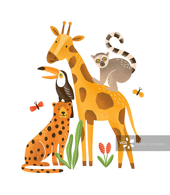 热带动物扁平异域风情图片素材