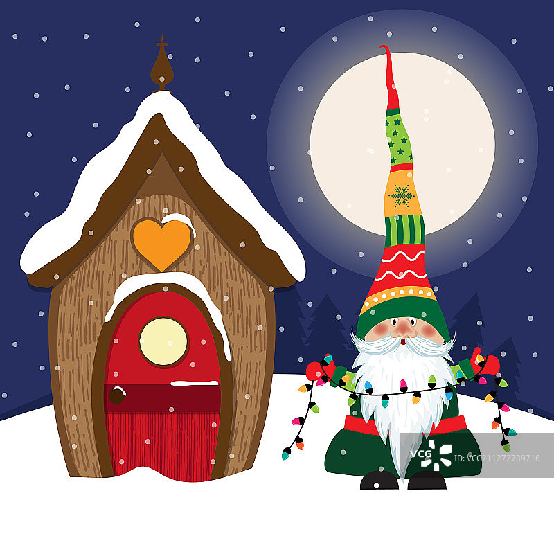 美丽的圣诞节小矮人场景图片素材