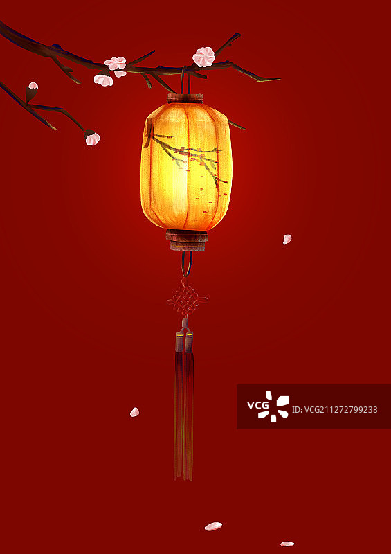 灯笼挂在枝头图片素材