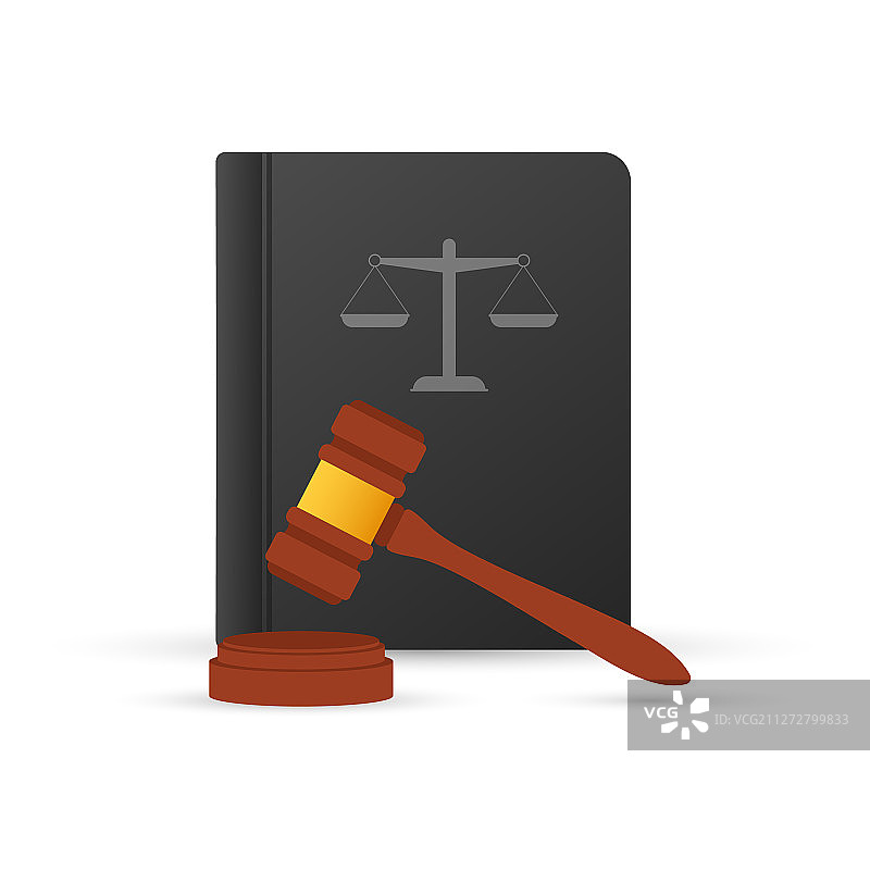 正义天平和木制法官法槌图片素材