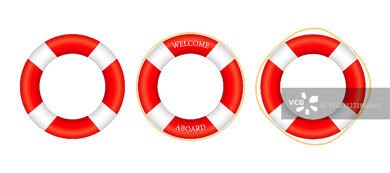 逼真风格救生圈白色背景隔离图片素材