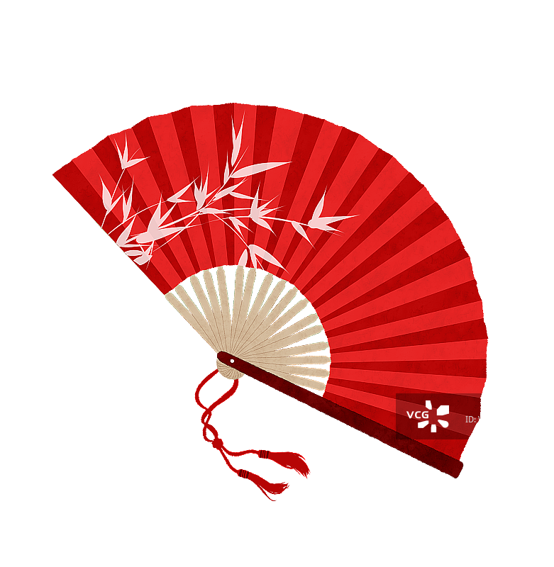 红色竹扇子图片素材
