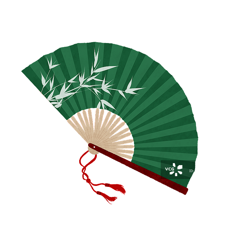 绿色竹扇子图片素材