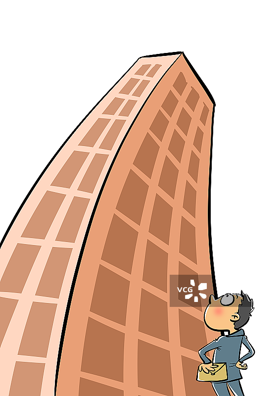 仰望楼房的男子图片素材