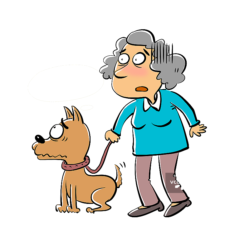 牵着狗的妇女图片素材