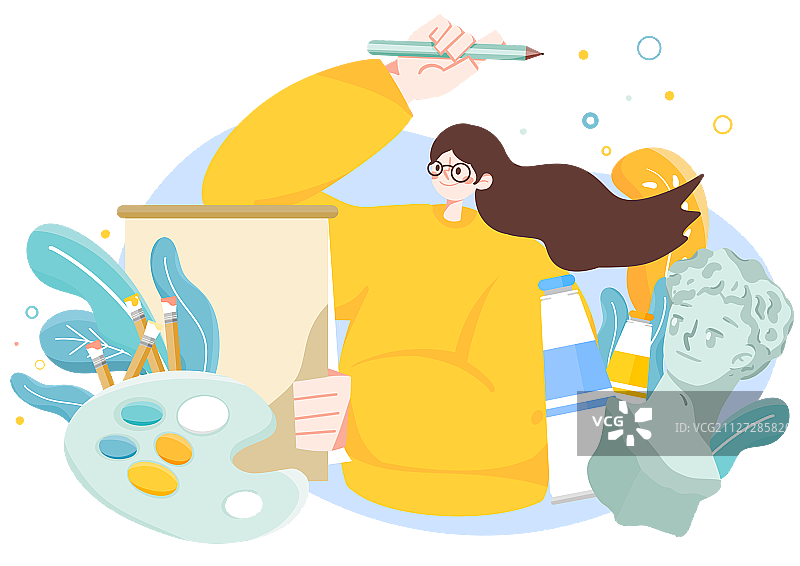 画画的女生图片素材