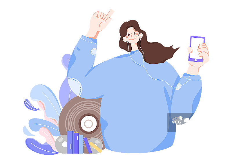 听歌的女生图片素材