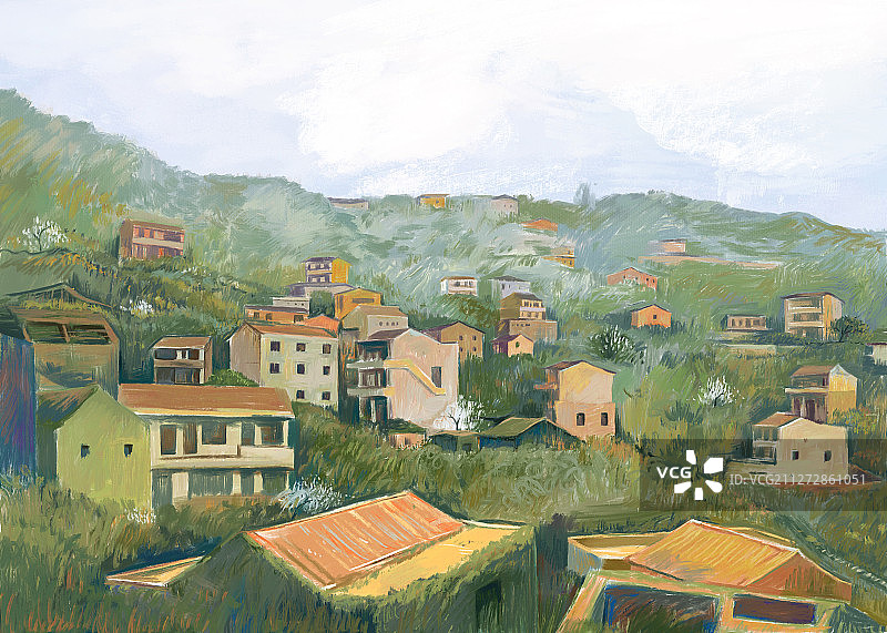 春天的村庄图片素材