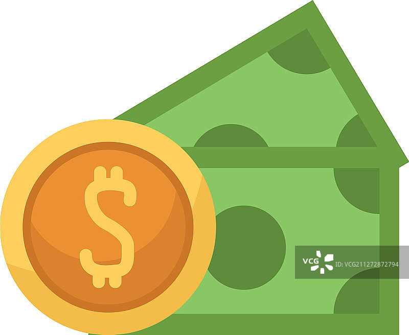 独立硬币和纸币扁平设计图片素材