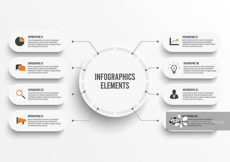 信息图形模板与3d纸标签图片素材