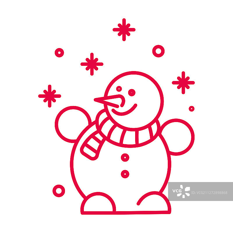 带条纹围巾和雪花图案的雪人图片素材