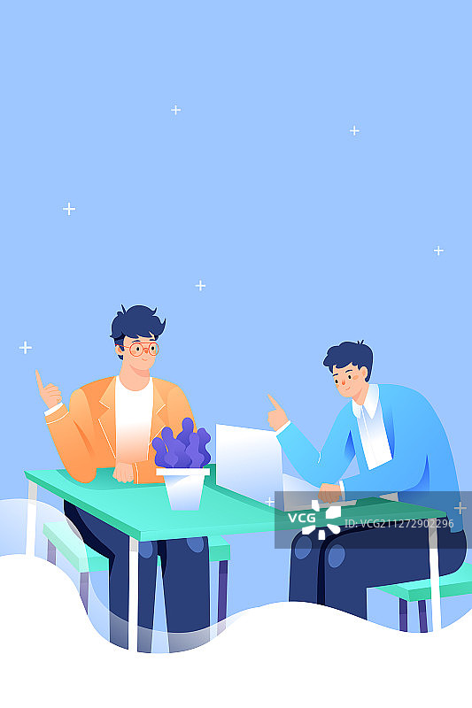 数据商务职业招聘办公背景矢量插画图片素材