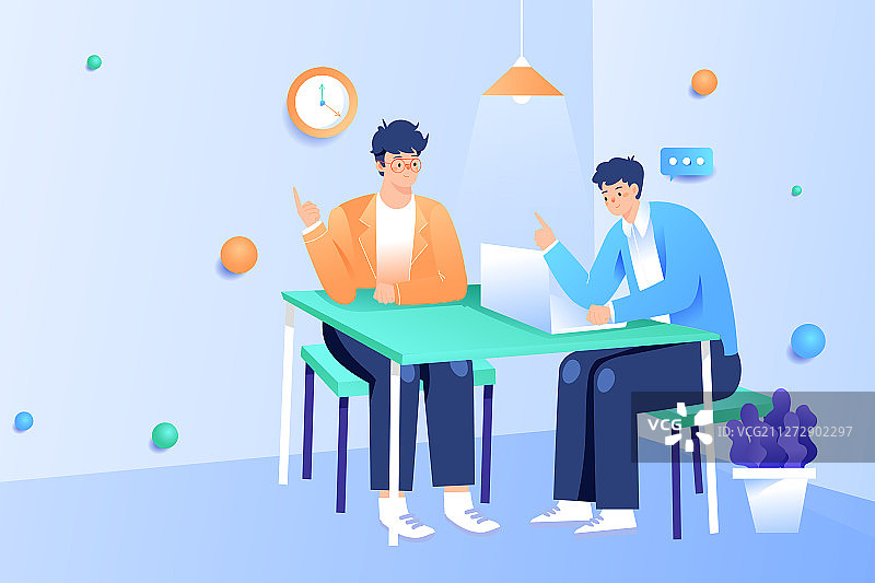 数据商务职业招聘办公背景矢量插画图片素材