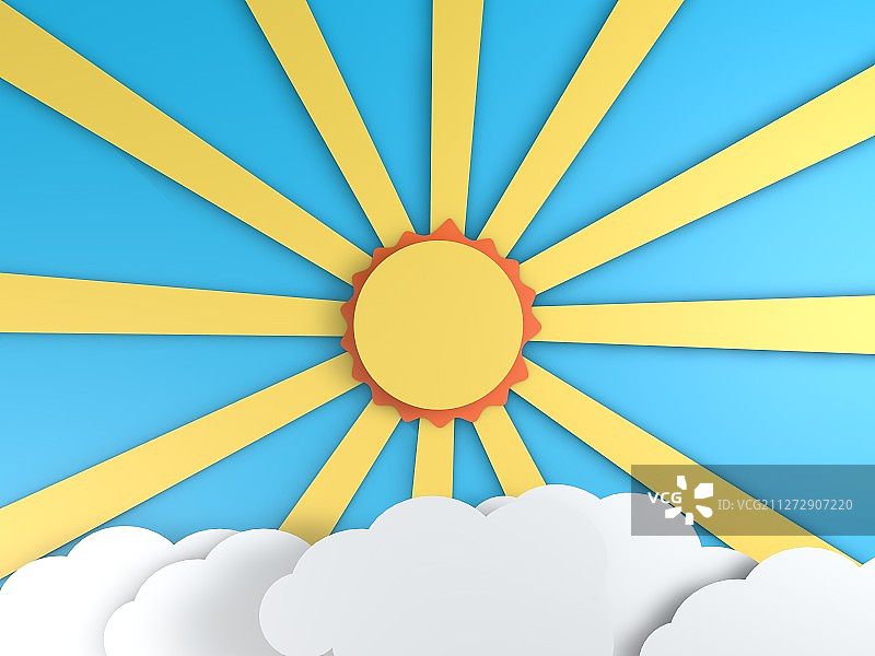 阳光云彩剪纸背景图片素材
