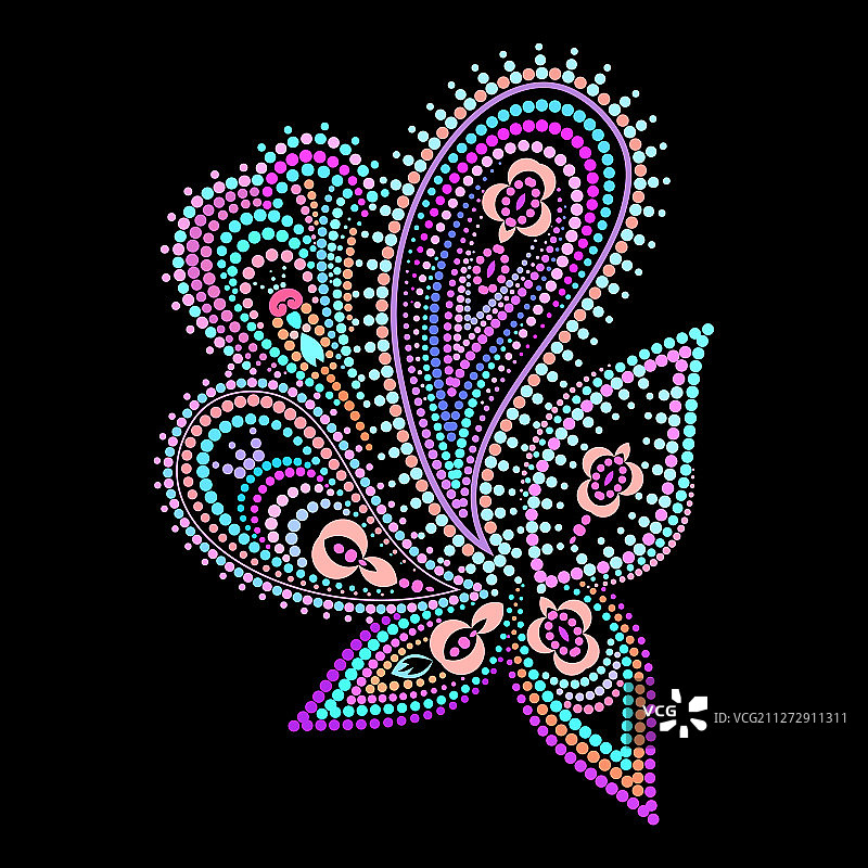 彩色民族佩斯利花纹设计图片素材