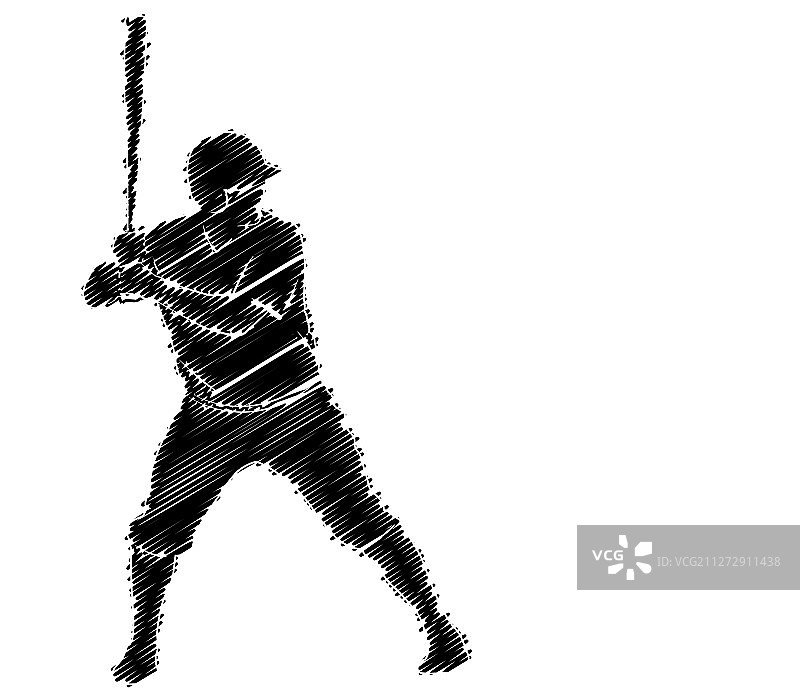 棒球运动员涂鸦剪影图片素材