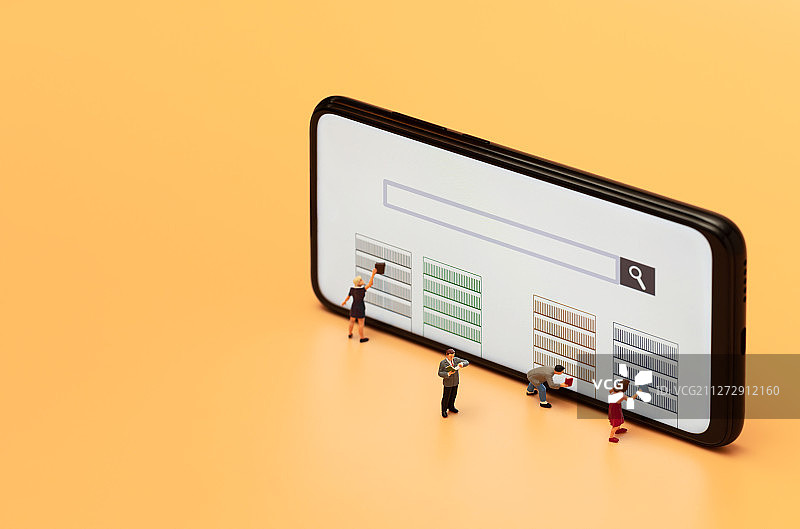 手机屏幕搜索框线上阅读看书人群图片素材