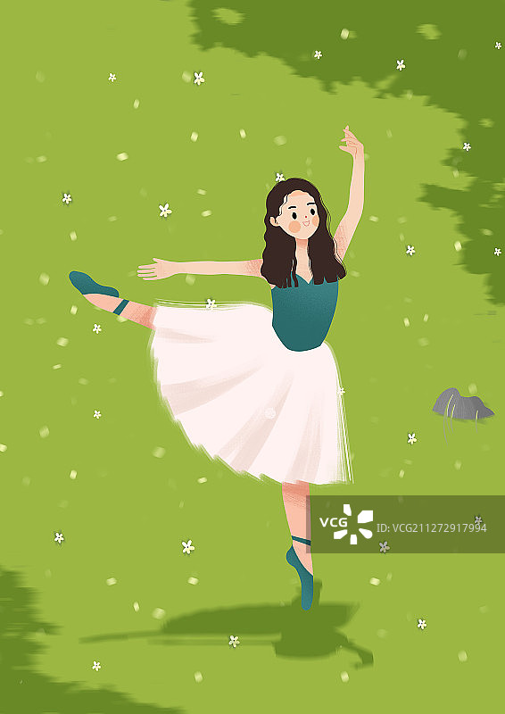 初春季节在户外跳舞的女孩图片素材