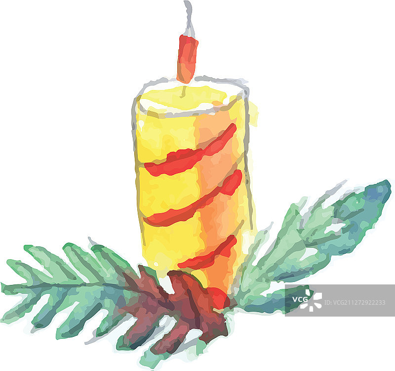 水彩蜡烛图片素材